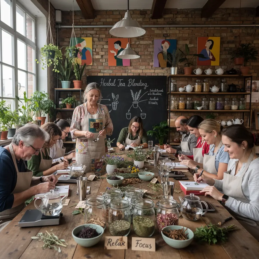 Rôzne šálky s voňavým bylinkovým čajom v prírodnom prostredí Slovenska.