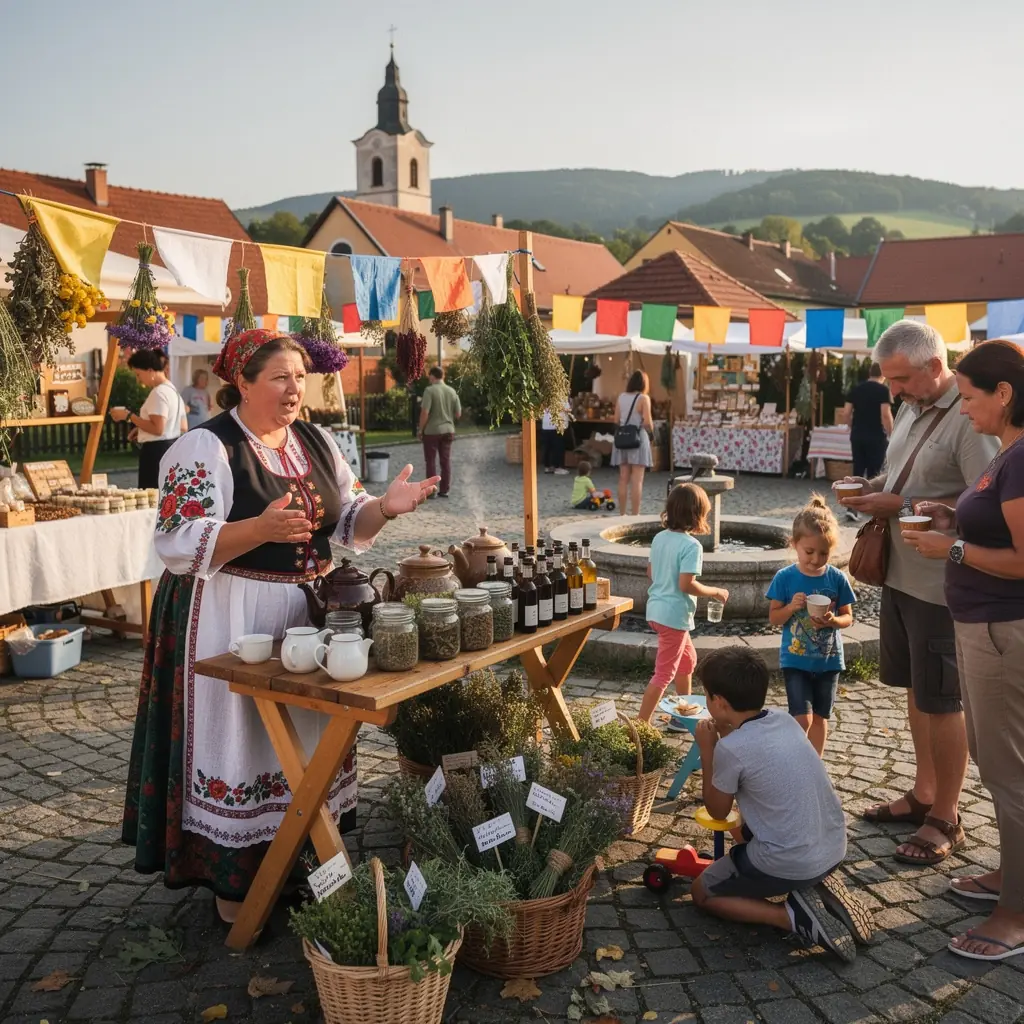Záber na bylinkovú záhradu plnú voňavých rastlín, ktoré sa používajú na čaje.